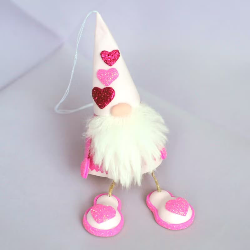 Handmade pink gnome. Cute car accessory. Valentines car mirror decor. Lover gift