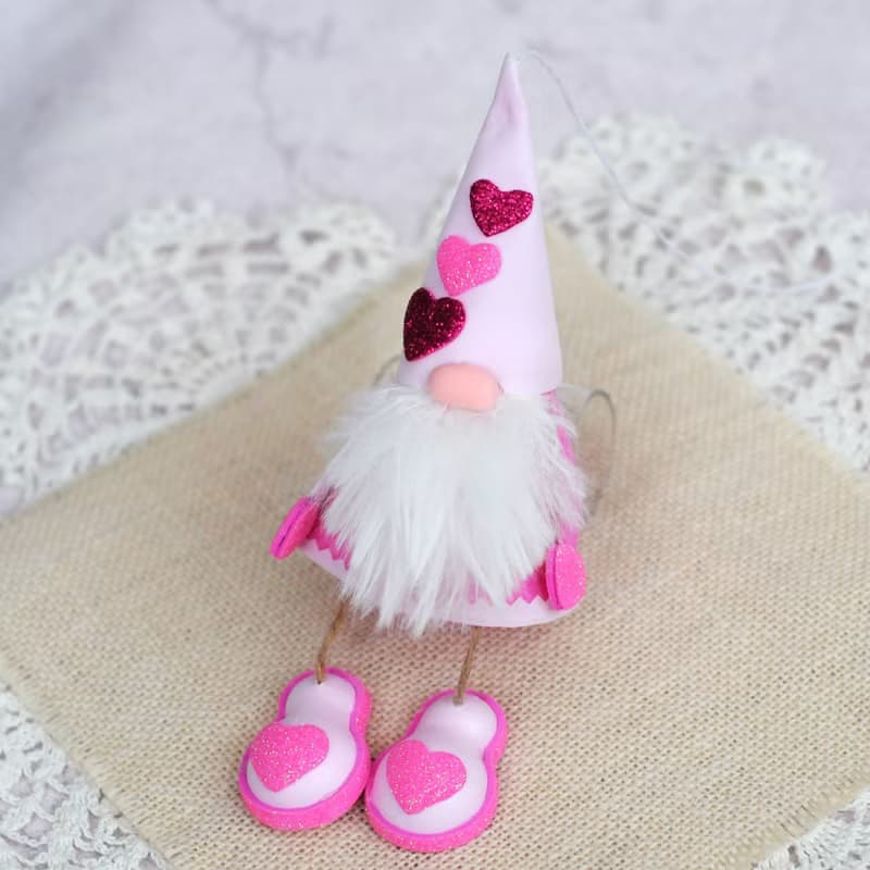 Handmade pink gnome. Cute car accessory. Valentines car mirror decor. Lover gift