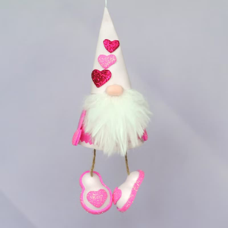 Handmade pink gnome. Cute car accessory. Valentines car mirror decor. Lover gift