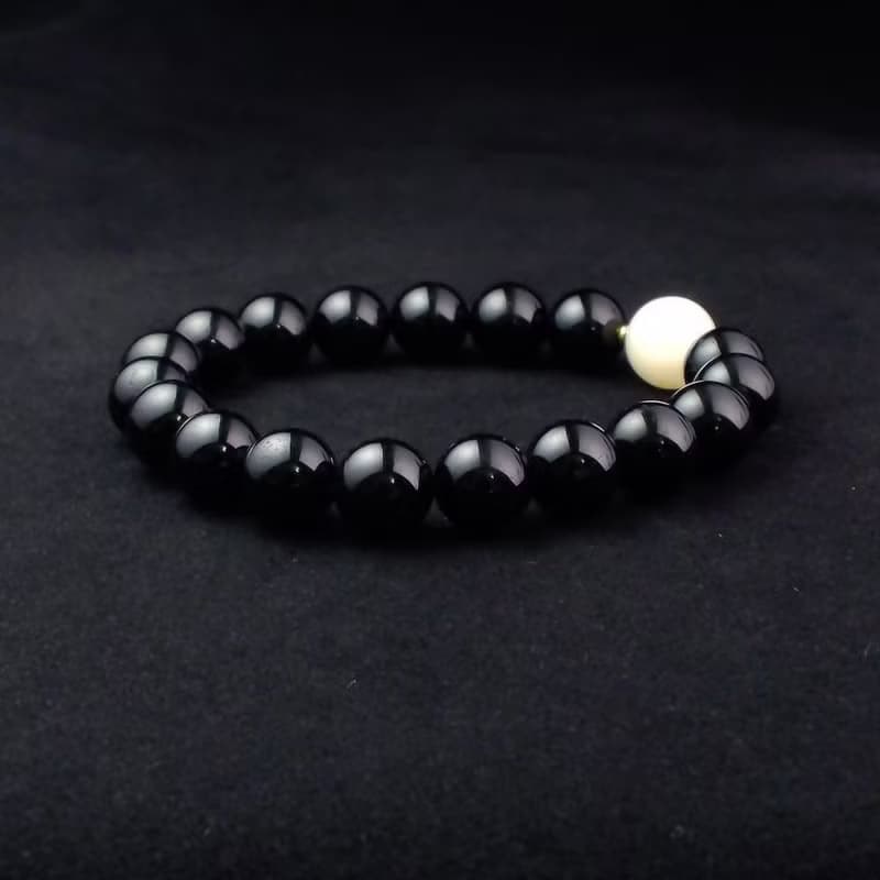 貝殼珠搭配黑碧璽 男手鍊 男手環 男手鏈 QBR-00071