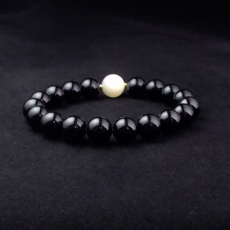 貝殼珠搭配黑碧璽 男手鍊 男手環 男手鏈 QBR-00071