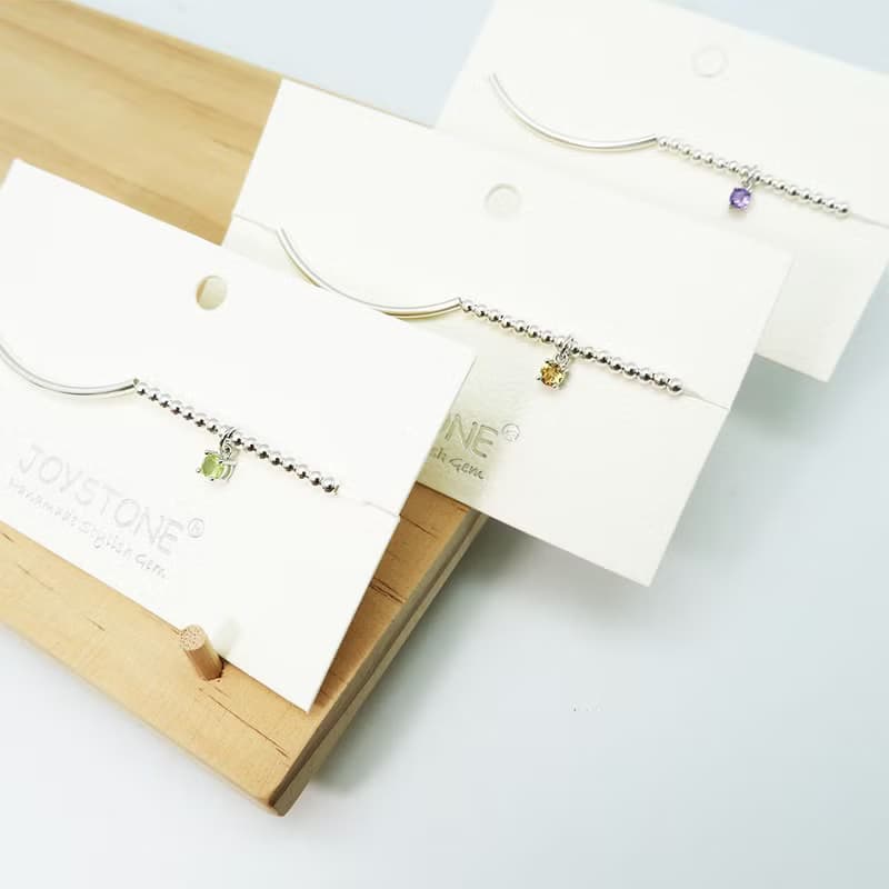 3mm 水晶銀珠銀管手鍊 二月 十一月生日石 手工水晶手鍊 彈性手圍