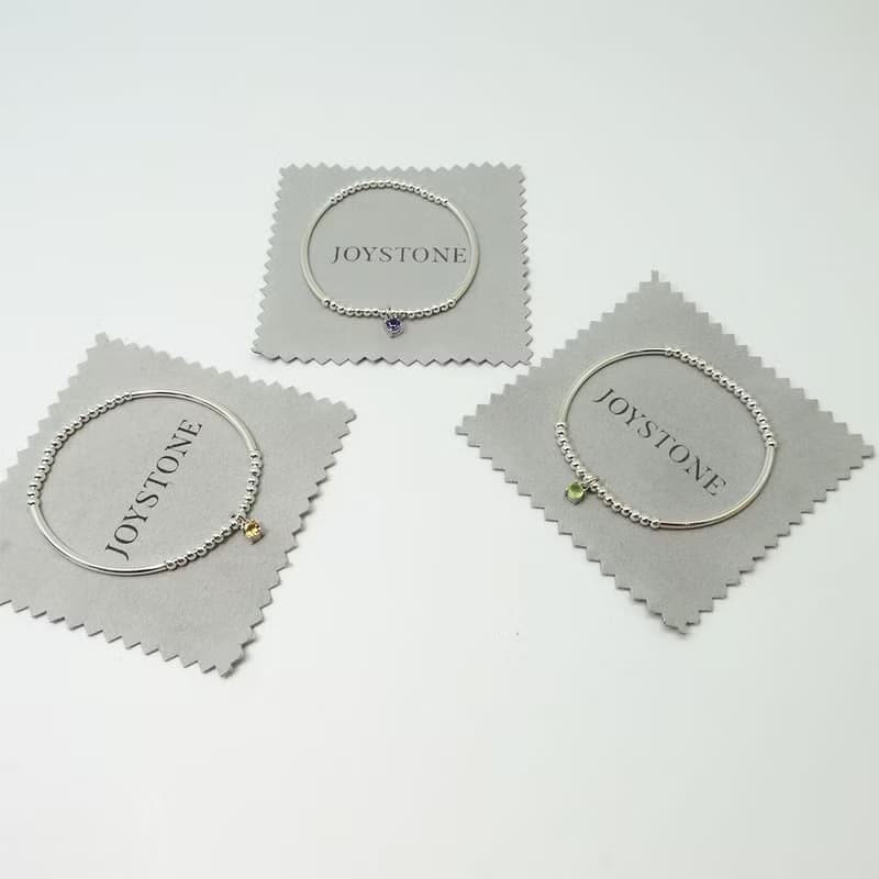 3mm 水晶銀珠銀管手鍊 二月 十一月生日石 手工水晶手鍊 彈性手圍