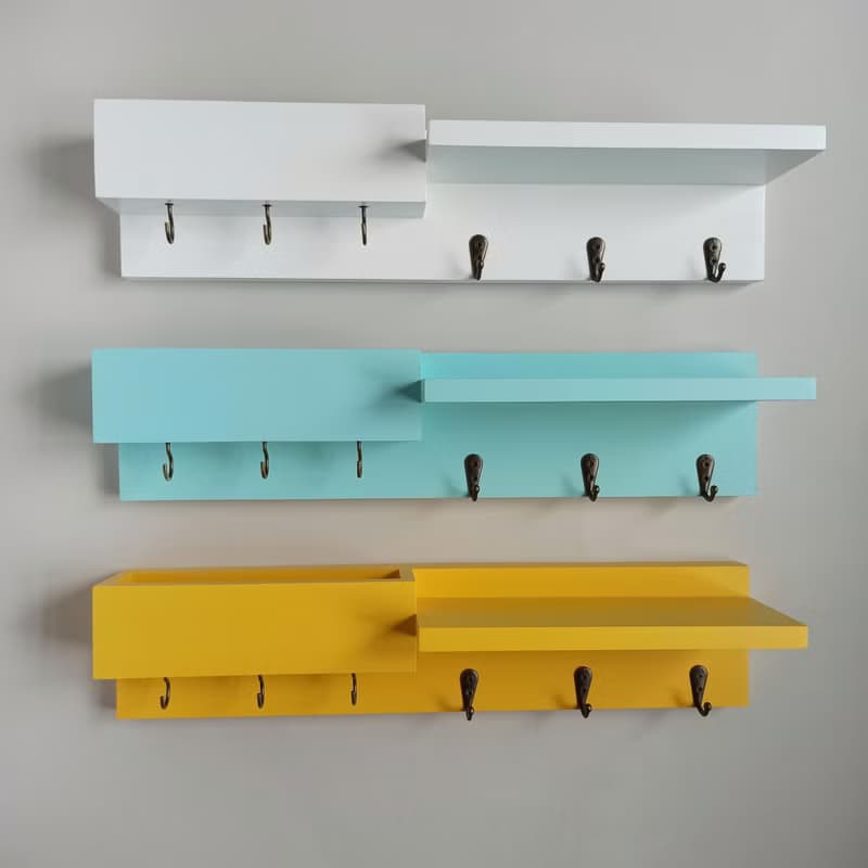 Handmade Wooden Organizer – Mail Holder & Key Hooks Shelf