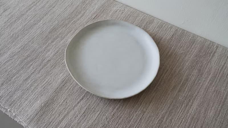 手作雲陶盤/霧白色食器