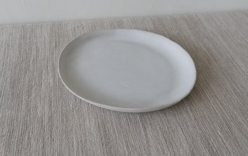 手作雲陶盤/霧白色食器