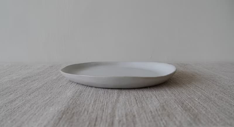 手作雲陶盤/霧白色食器