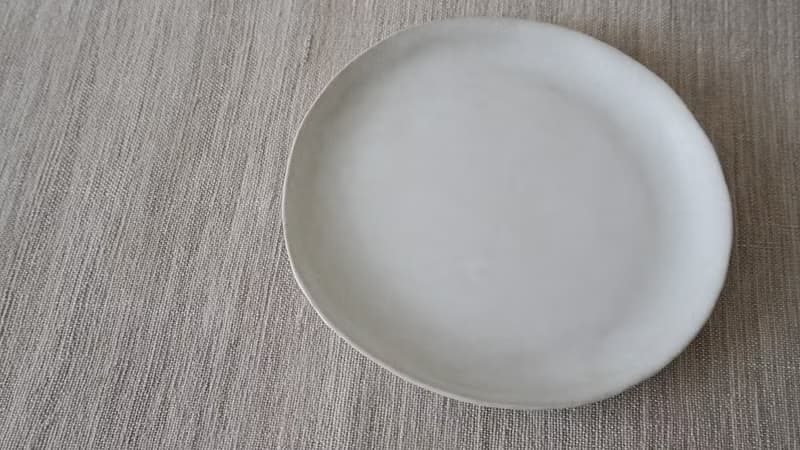 手作雲陶盤/霧白色食器