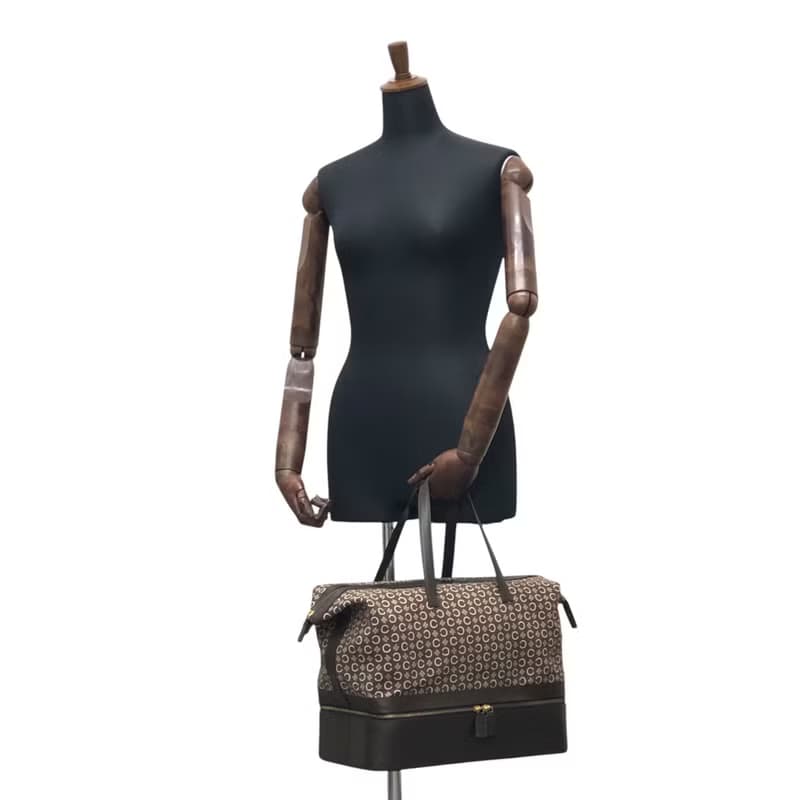 【 日本直送　名牌中古包 】CELINE セリーヌ Cマカダム ボストンバッグ ブラウン ジャガード レザー vintage ヴィンテージ 7kve88