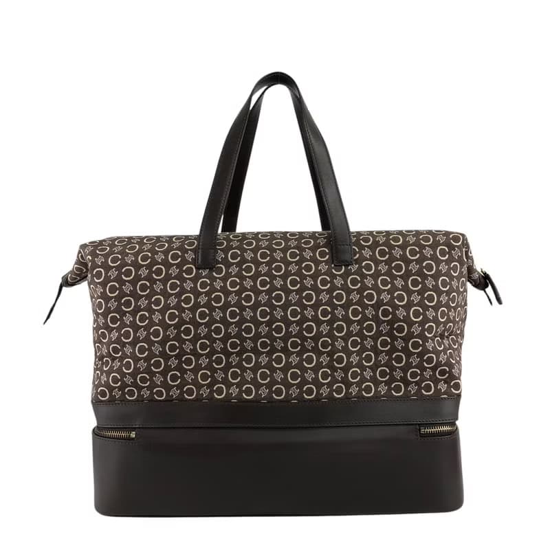 【 日本直送　名牌中古包 】CELINE セリーヌ Cマカダム ボストンバッグ ブラウン ジャガード レザー vintage ヴィンテージ 7kve88