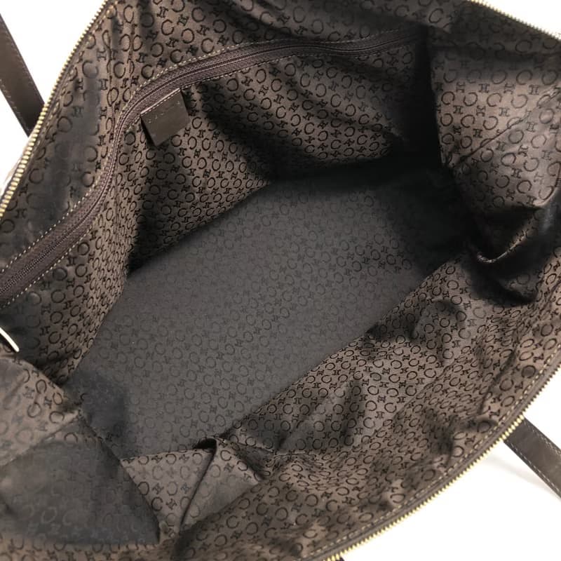 【 日本直送　名牌中古包 】CELINE セリーヌ Cマカダム ボストンバッグ ブラウン ジャガード レザー vintage ヴィンテージ 7kve88