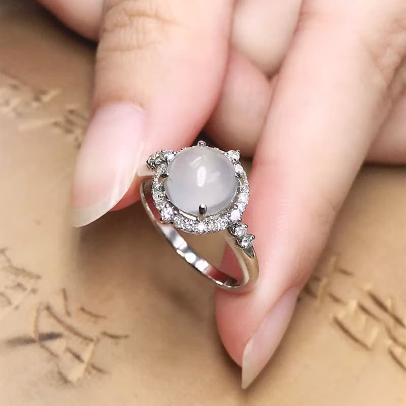玻璃種翡翠蛋面戒指 18K | 天然緬甸A貨翡翠 | 送禮
