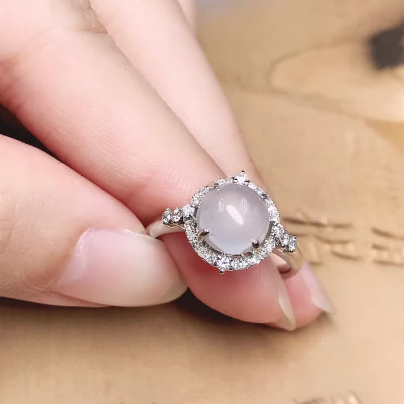 玻璃種翡翠蛋面戒指 18K | 天然緬甸A貨翡翠 | 送禮