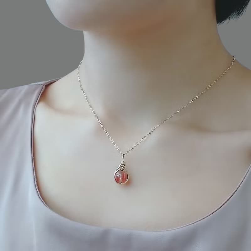紅髮晶 Herringbone 編織墜 14K GF 包金項鍊 地中海之眼