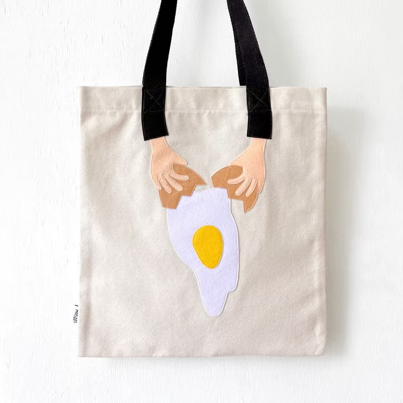打雞蛋, 手連肩帶厚帆布布袋, 全人手製Tote Bag