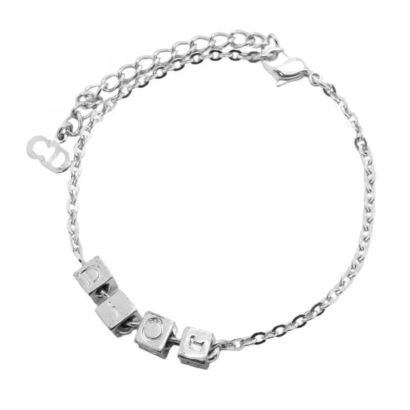 【特選貨品】Dior銀色小立方復古vintage手鏈手鐲首飾品禮物