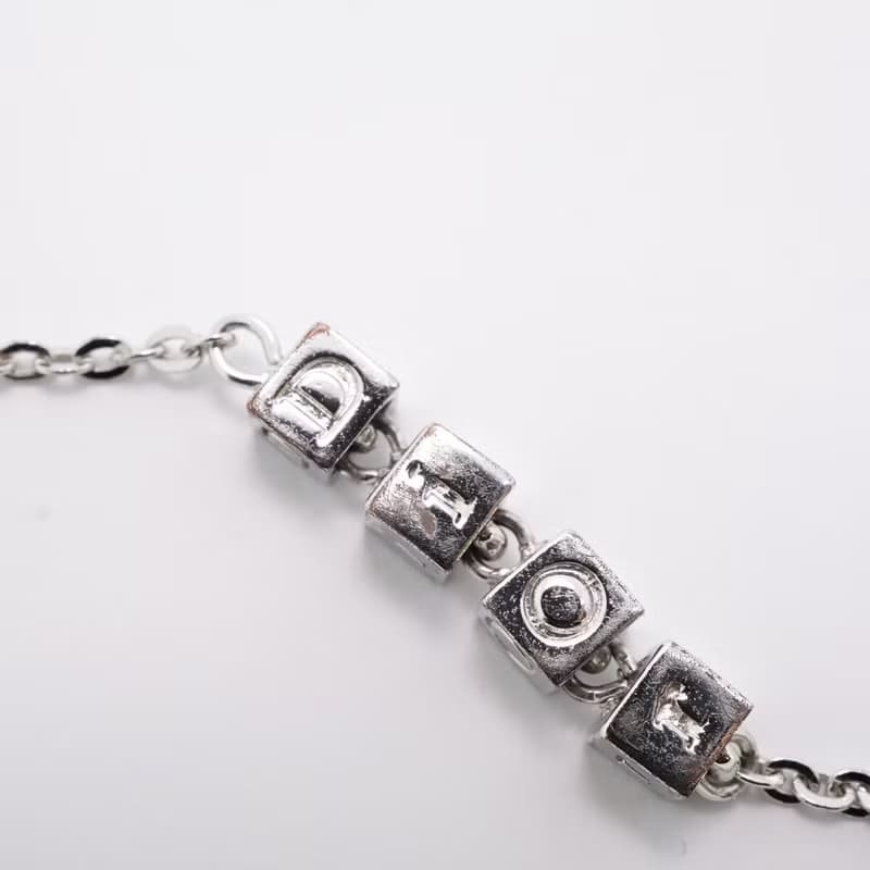 【特選貨品】Dior銀色小立方復古vintage手鏈手鐲首飾品禮物