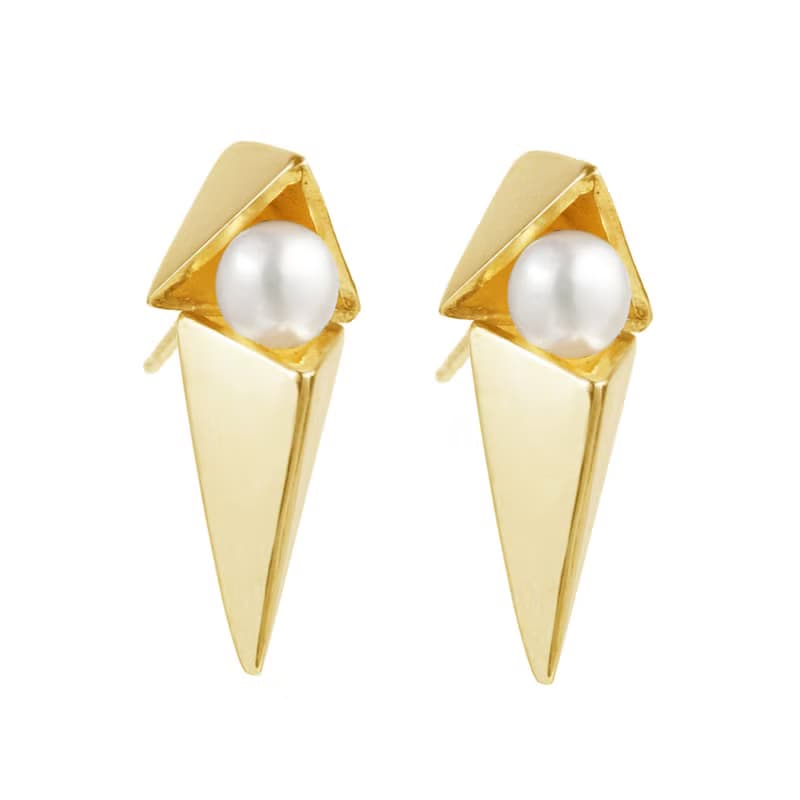 【絕版優惠8折】金色三角珍珠耳環 Posh Vega Earrings Gold