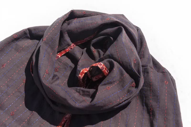 手工縫純棉絲巾/純棉刺繡圍巾/印度有機棉刺繡絲巾-沙漠風木刻印