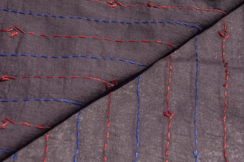 手工縫純棉絲巾/純棉刺繡圍巾/印度有機棉刺繡絲巾-沙漠風木刻印