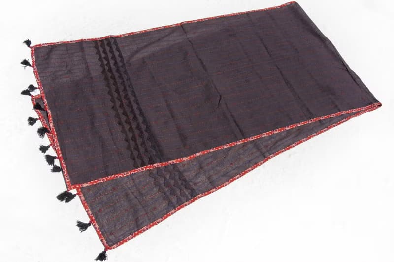 手工縫純棉絲巾/純棉刺繡圍巾/印度有機棉刺繡絲巾-沙漠風木刻印