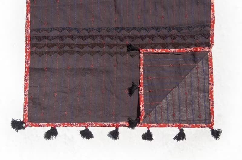 手工縫純棉絲巾/純棉刺繡圍巾/印度有機棉刺繡絲巾-沙漠風木刻印