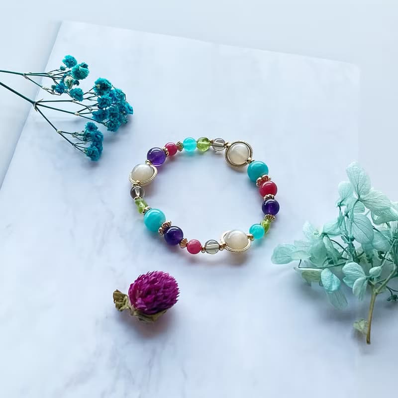 天河石 紫水晶 薔薇石 奶茶月光 橄欖石||好運愛情貴人智慧 手鍊