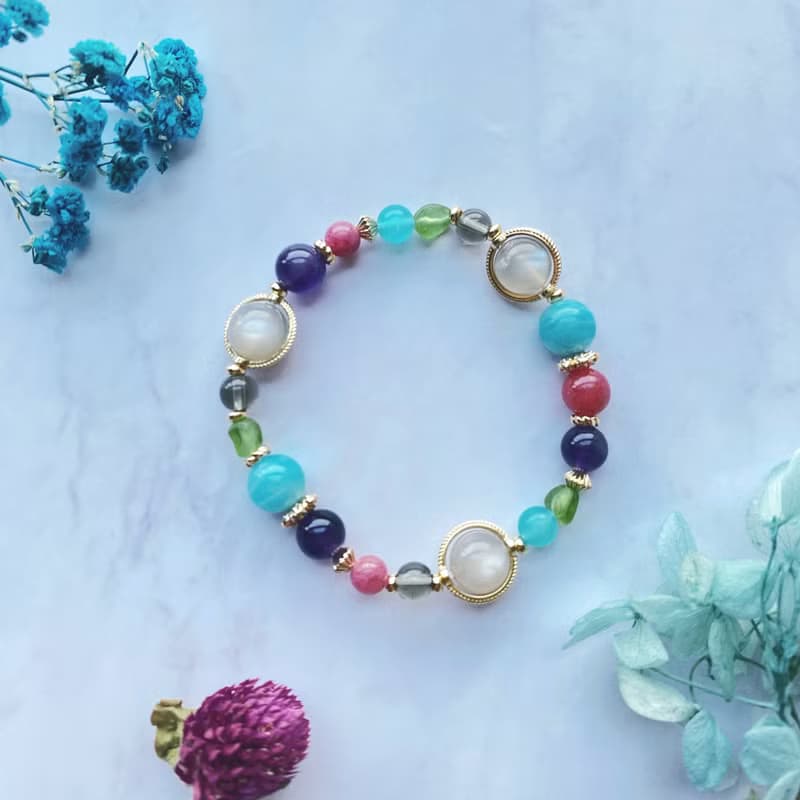 天河石 紫水晶 薔薇石 奶茶月光 橄欖石||好運愛情貴人智慧 手鍊