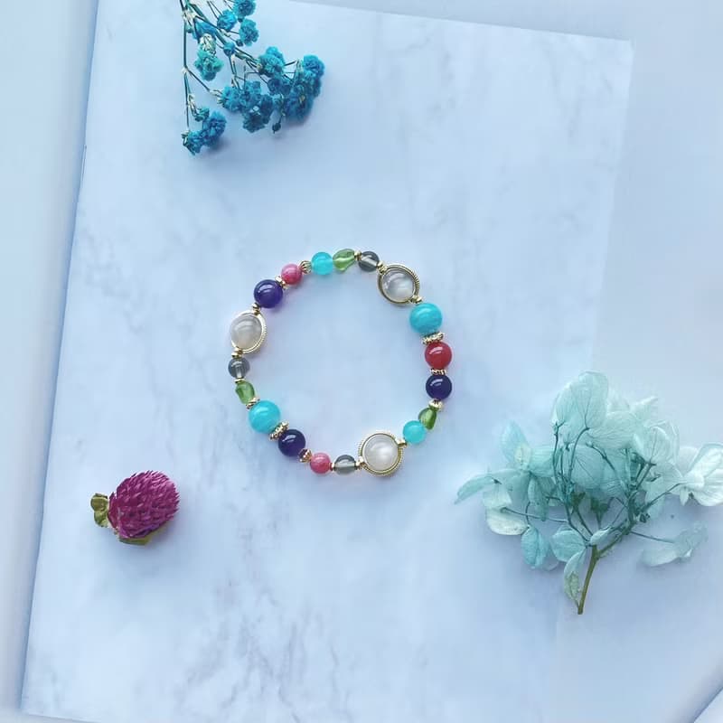 天河石 紫水晶 薔薇石 奶茶月光 橄欖石||好運愛情貴人智慧 手鍊