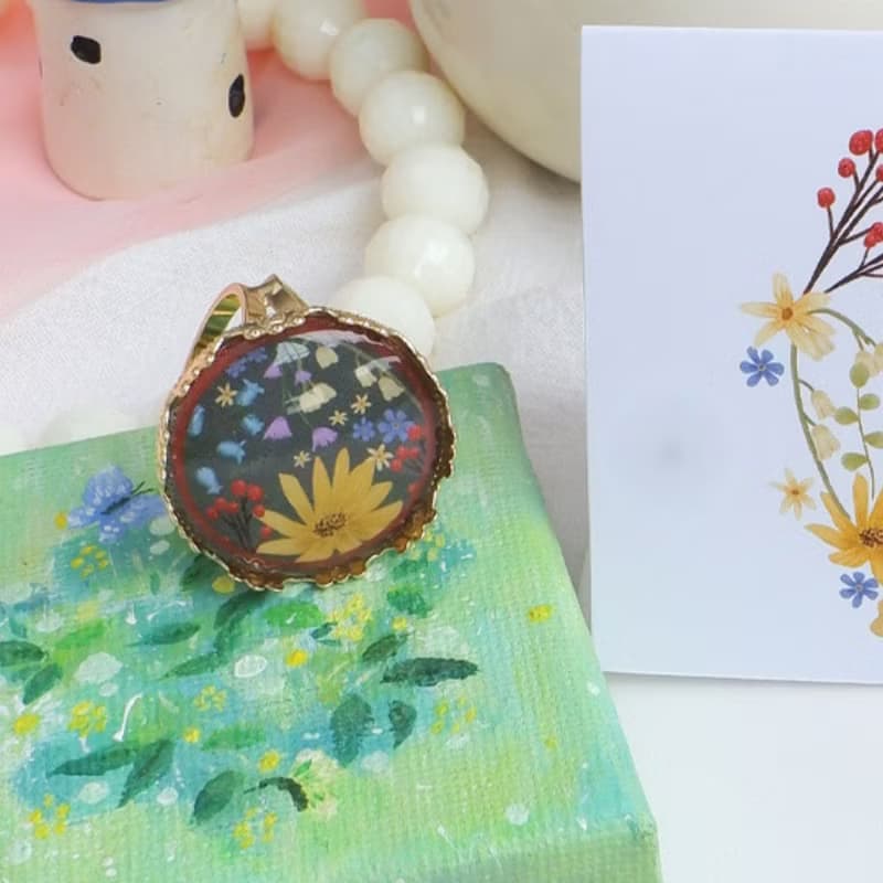 【絲巾套裝禮物】萬壽菊絲巾套裝 配純銅鍍金獨家絲巾扣