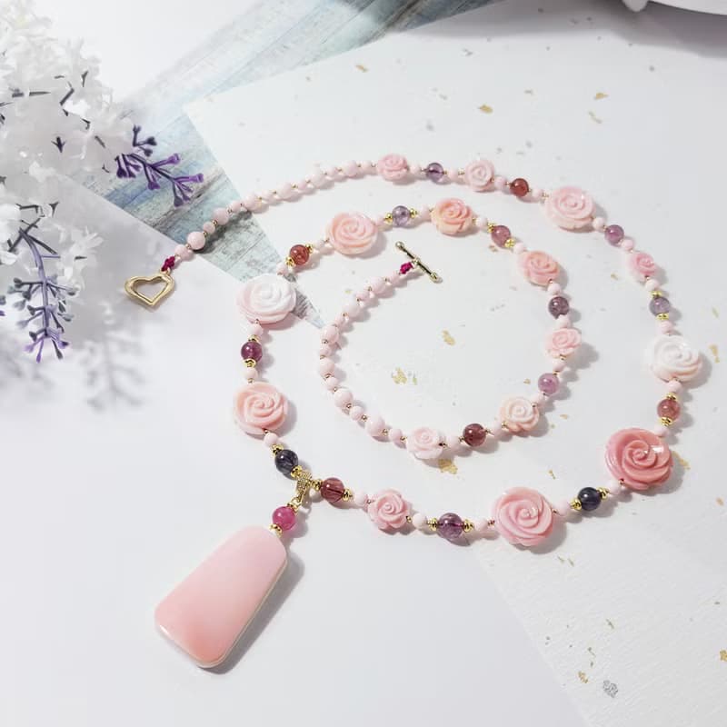 頂級女皇貝 粉硨磲 無事牌 平安無事 尖晶石 項鍊 單品 禮物 獨家