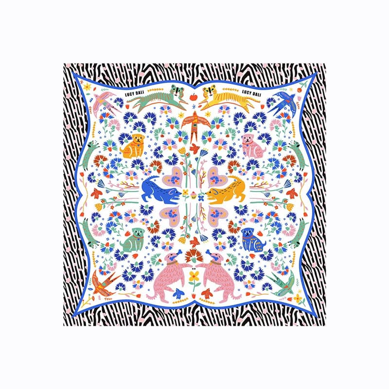 2021春夏新款Dog Party ::真絲100%silk方巾::110x110cm 披肩狗狗