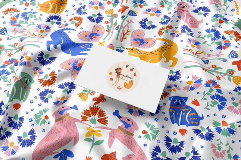 2021春夏新款Dog Party ::真絲100%silk方巾::110x110cm 披肩狗狗