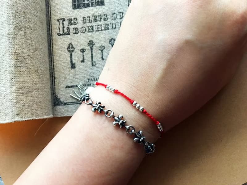 點點 / 巴西蠟線 /純銀/ 編織手鍊/ 925 silver bracelet / 腳鍊