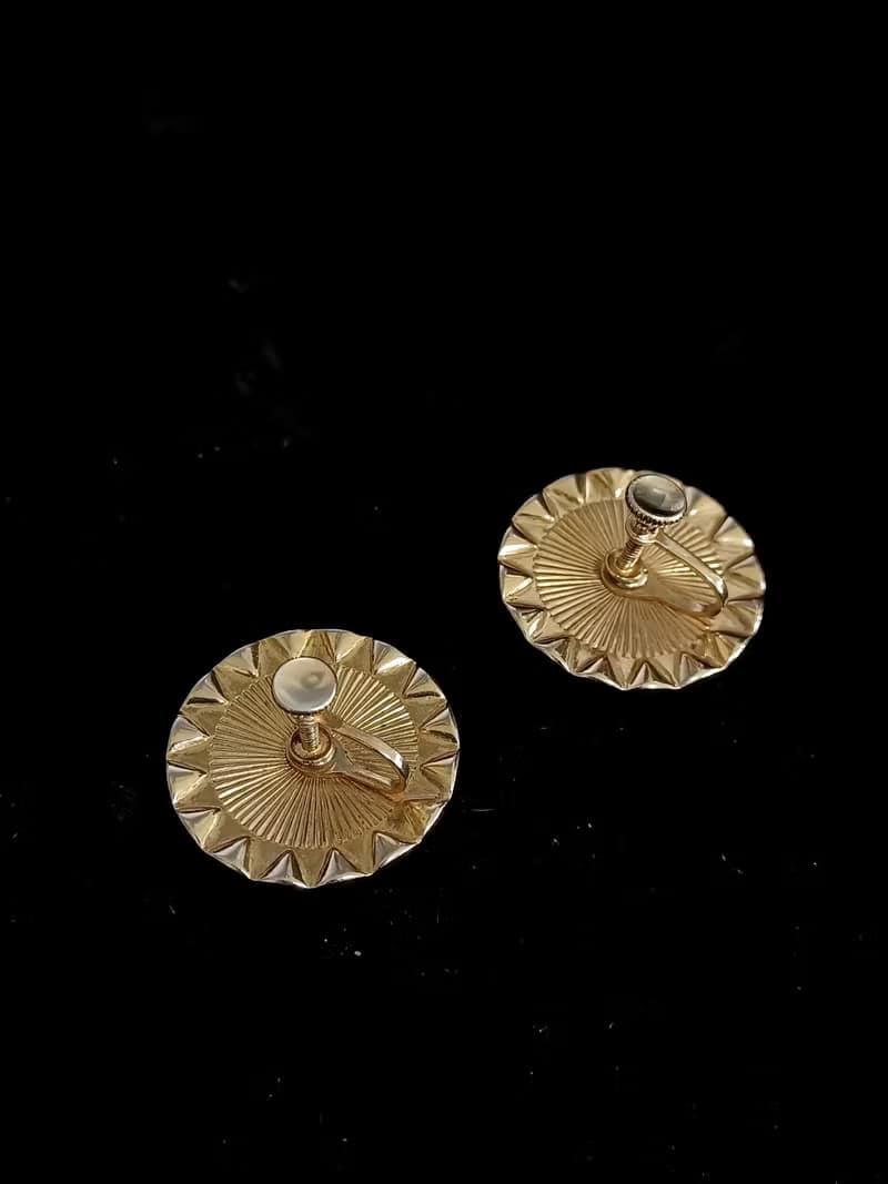 vintage jewelry  華麗宮廷風綠萊茵鑽 夾式耳環