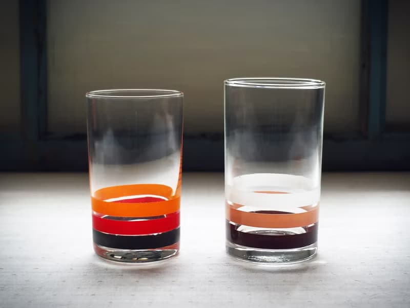 早期印花水杯-多彩線圈 (餐具/舊貨/老物/幾何/圈圈/玻璃)