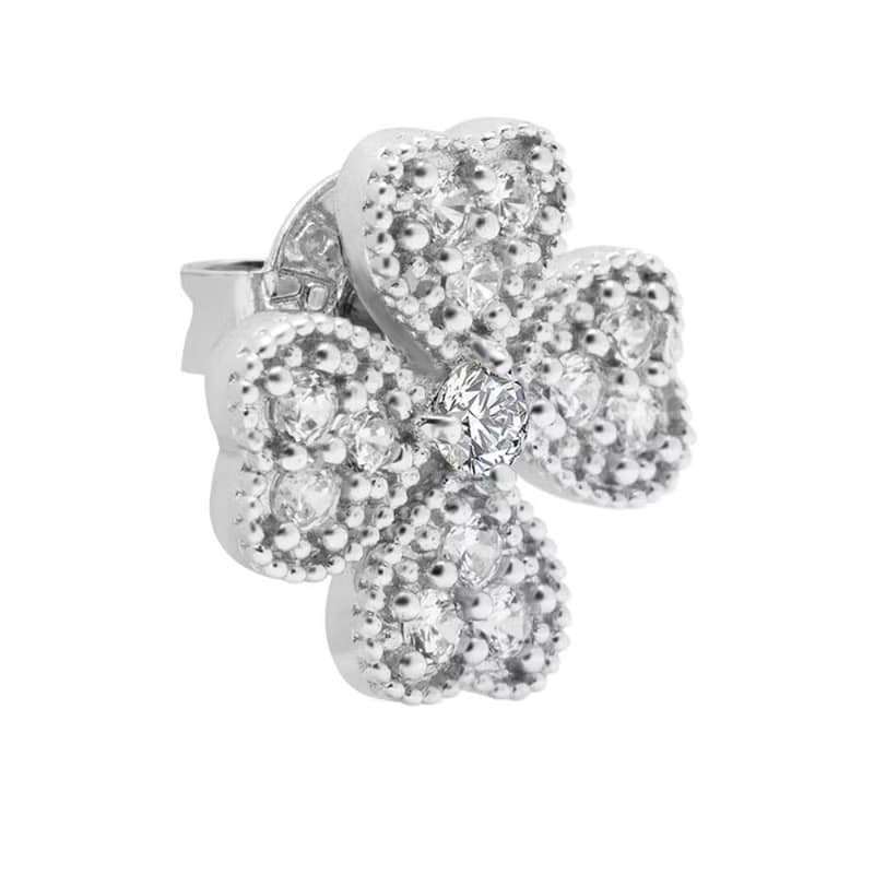 純銀鋯石四葉草耳環