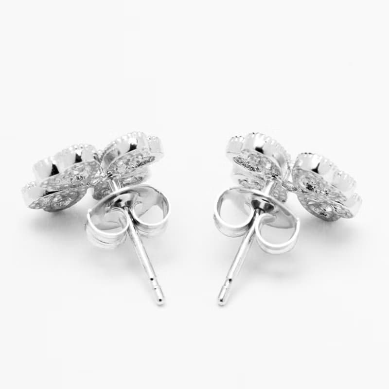 純銀鋯石四葉草耳環
