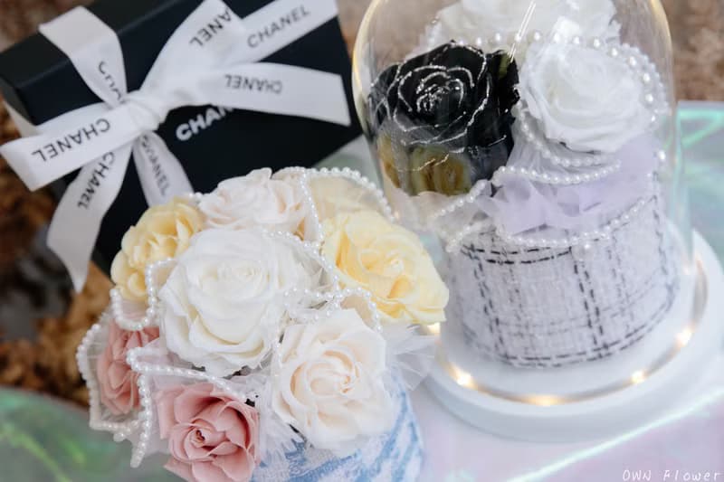 小香風花/永生花/不凋花/開幕花禮/永生花禮/玻璃盅/玻璃罩/禮物