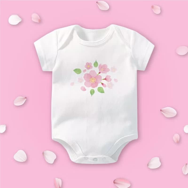 花見寶寶 櫻花 短袖包屁衣 2件組禮盒 嬰兒 彌月 滿月 禮物