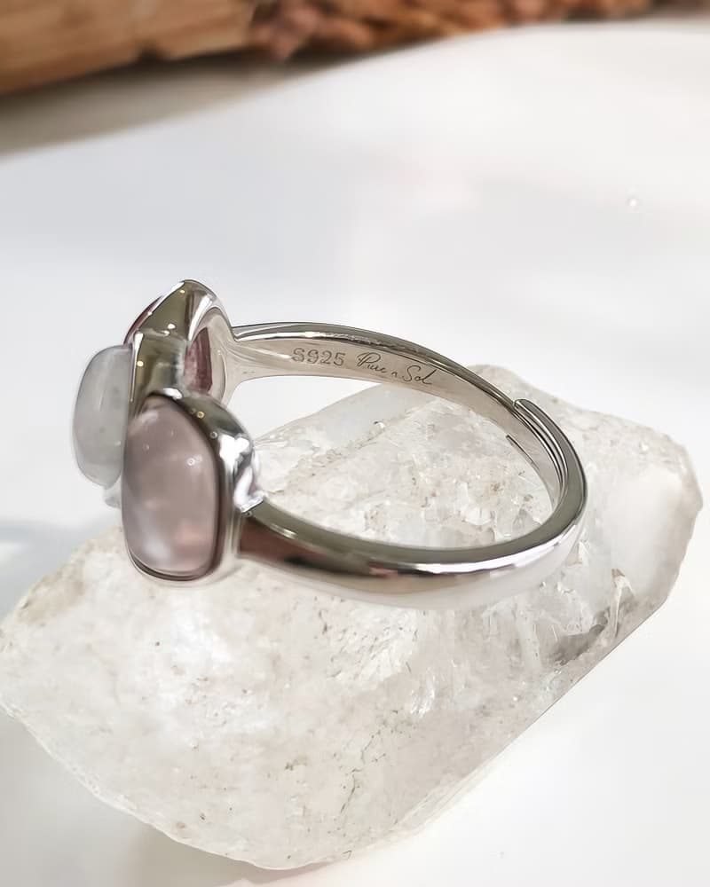 【草莓晶 月光石 粉水晶】戀愛好磁場 戒指 | 925銀 天然水晶