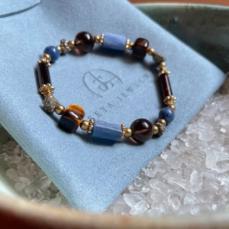 避邪保平安 ∣ 藍晶石 黃虎眼 茶晶 手鍊
