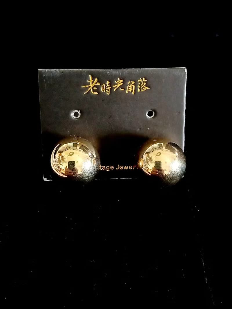 vintage jewelry  典雅小金球 夾式耳環