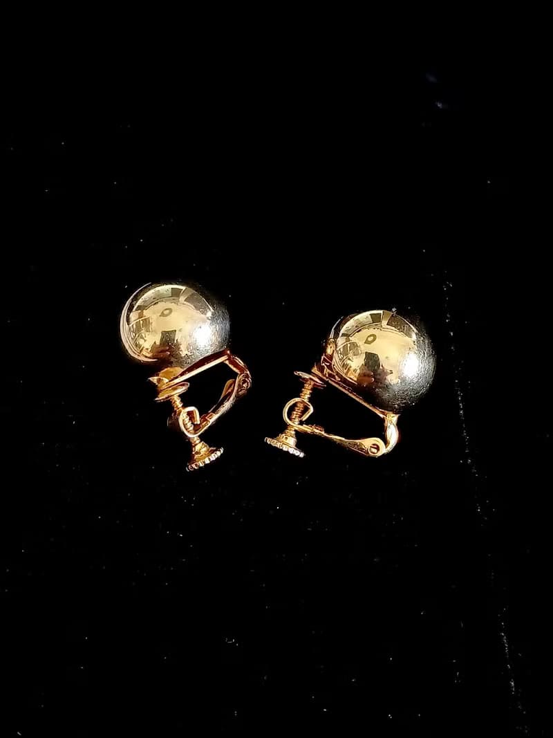 vintage jewelry  典雅小金球 夾式耳環