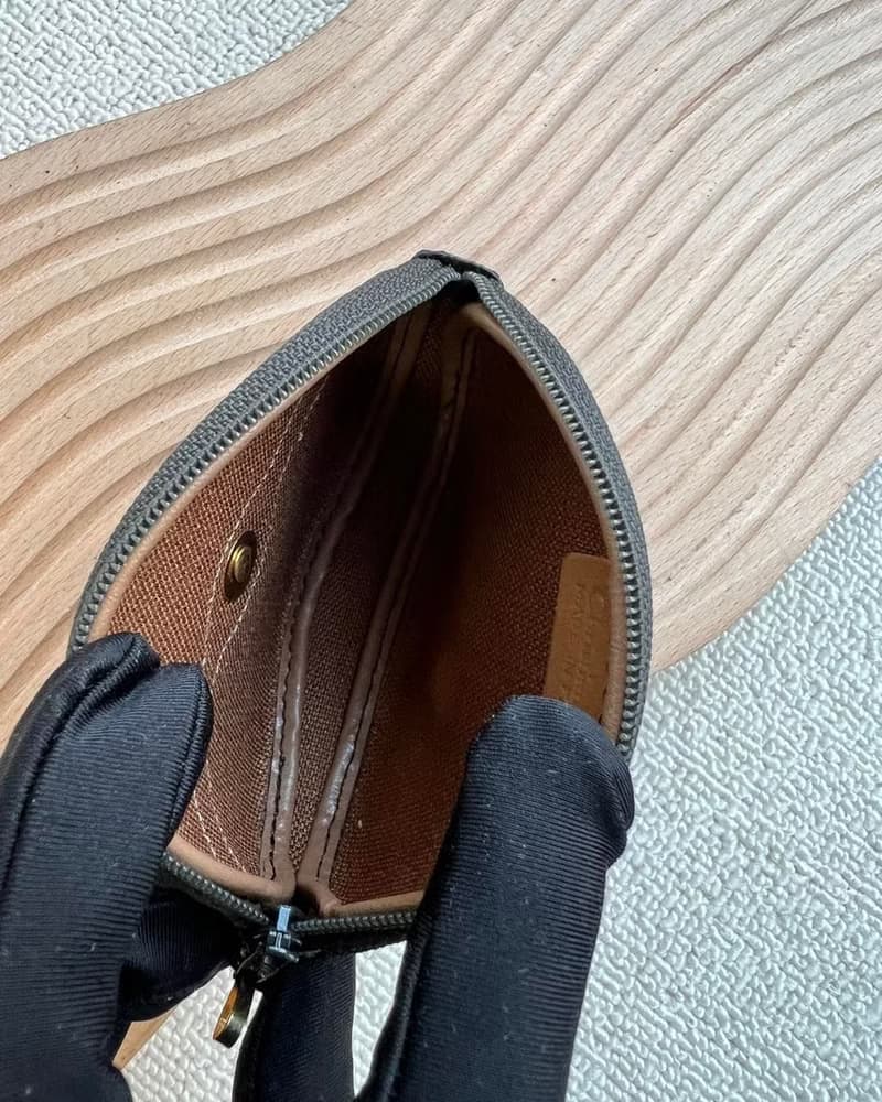 中古Christian Dior深灰色蜂巢零錢包