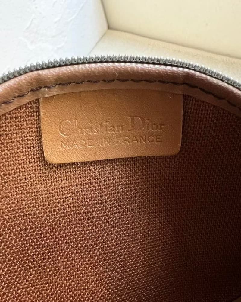 中古Christian Dior深灰色蜂巢零錢包