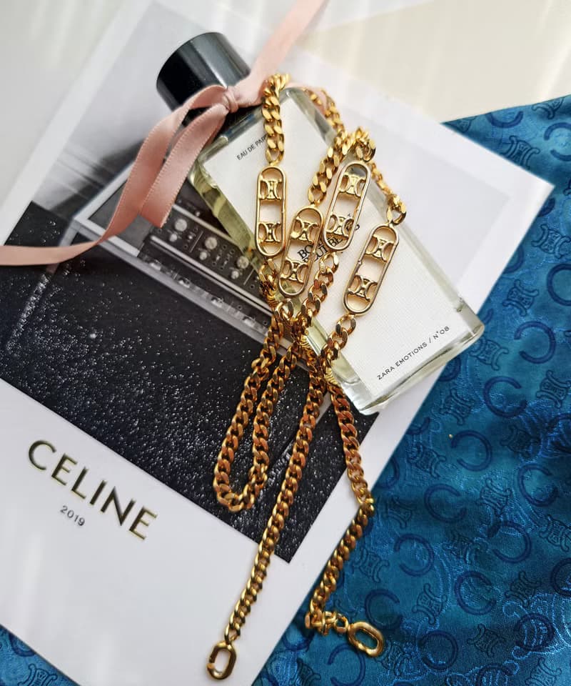 中古真品 CELINE 凱旋門金鏈 長頸鏈項鍊 手鏈腰鏈包包掛件掛飾