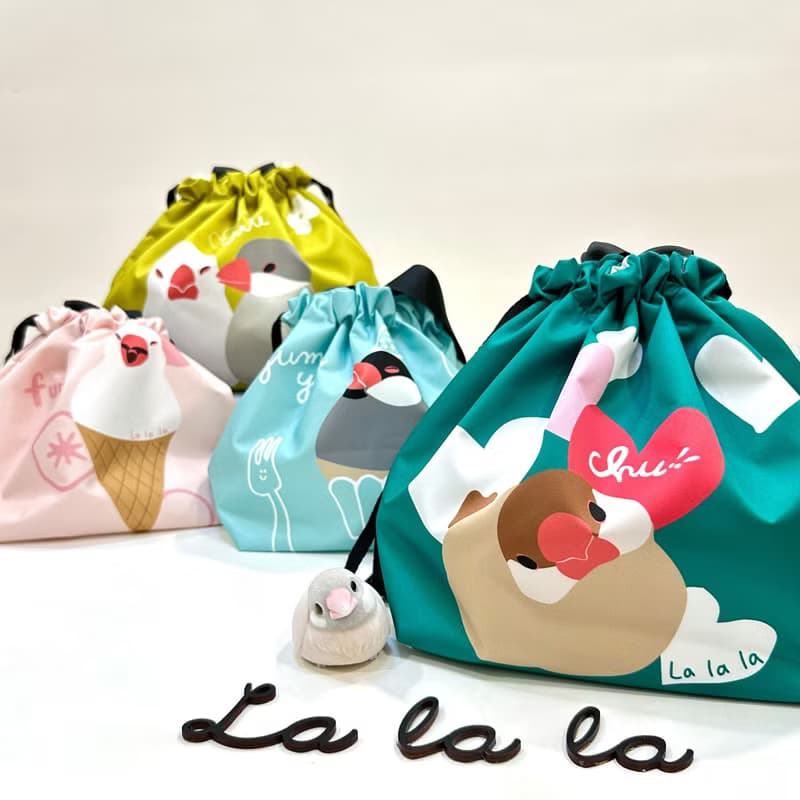 防水餐具袋/束口袋/便當袋__文鳥甜點