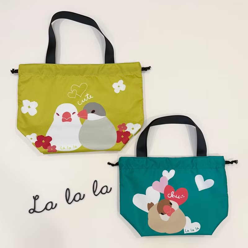 防水餐具袋/束口袋/便當袋__文鳥甜點