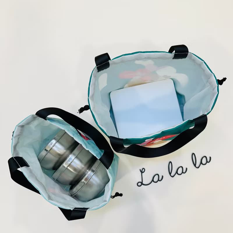 防水餐具袋/束口袋/便當袋__文鳥甜點